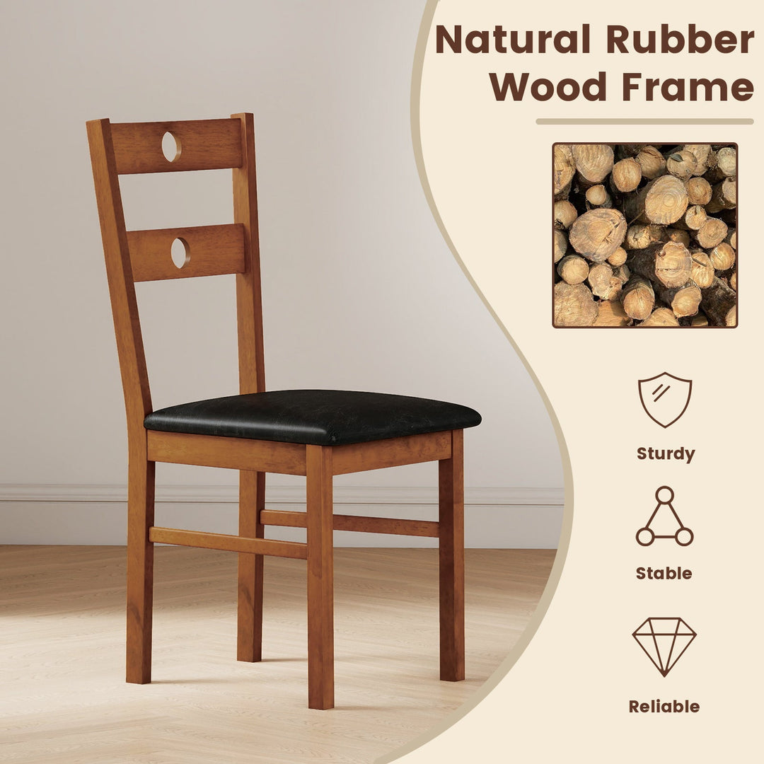 Wooden Dining Chairs Set of 2 Armless Kitchen Chairs with Hollowed Backrest