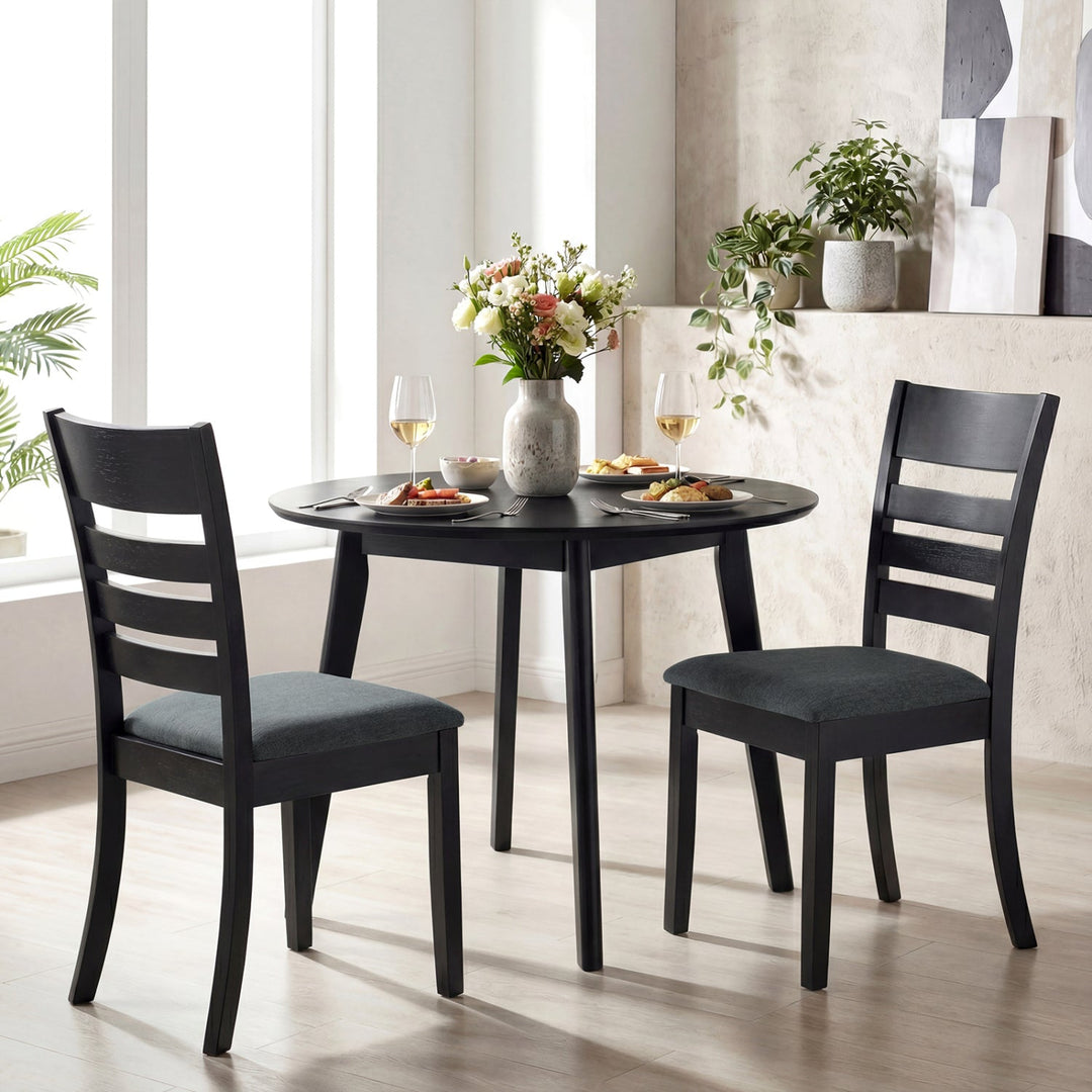 Wooden Dining Chairs Set of 4 Upholstered Kitchen Chairs with Rubber Wood Frame