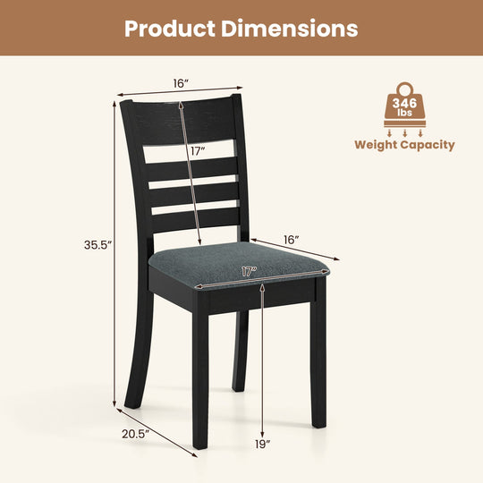 Wooden Dining Chairs Set of 4 Upholstered Kitchen Chairs with Rubber Wood Frame