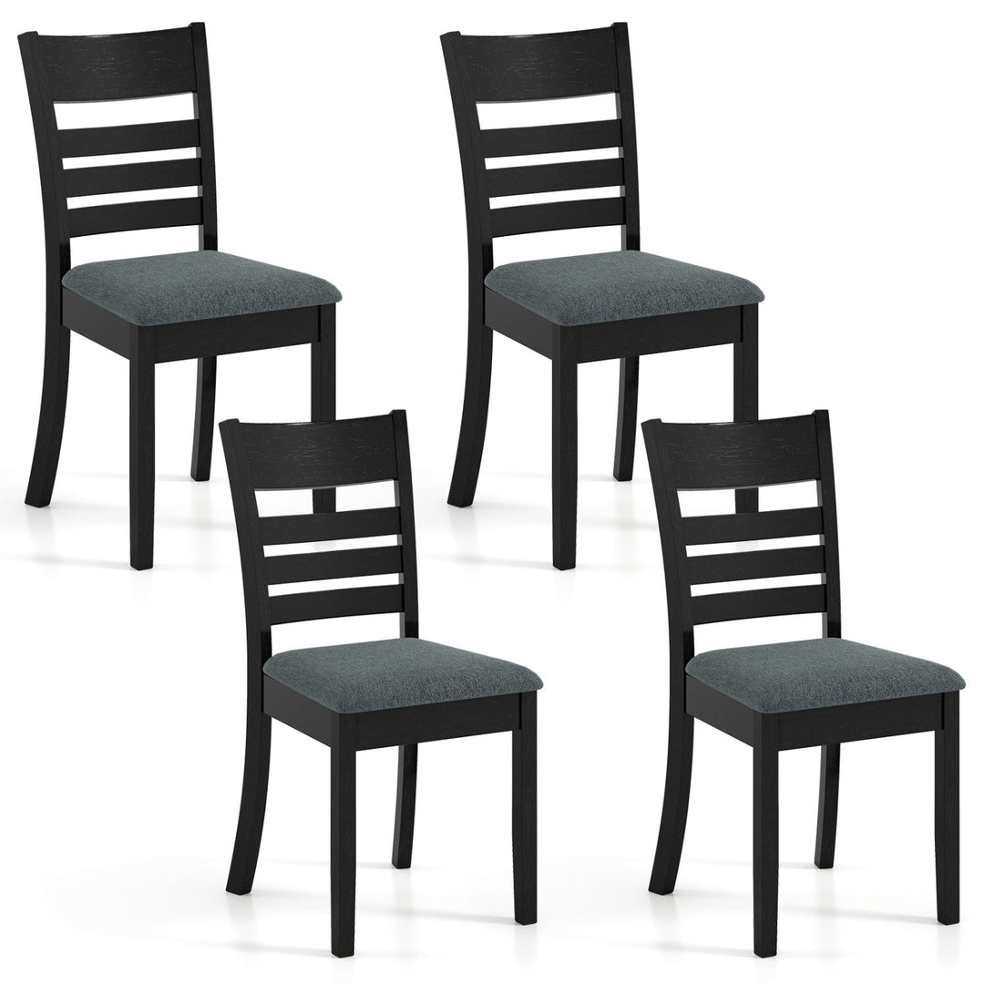 Wooden Dining Chairs Set of 4 Upholstered Kitchen Chairs with Rubber Wood Frame