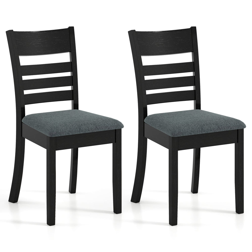 Wooden Dining Chairs Set of 2 Upholstered Kitchen Chairs with Rubber Wood Frame