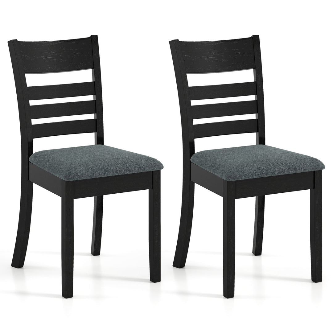Wooden Dining Chairs Set of 2 Upholstered Kitchen Chairs with Rubber Wood Frame
