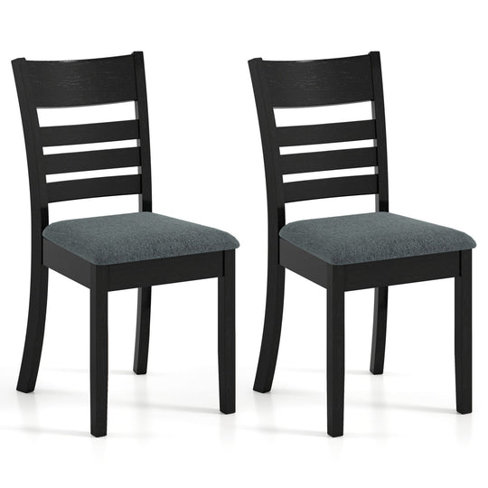 Wooden Dining Chairs Set of 2 Upholstered Kitchen Chairs with Rubber Wood Frame