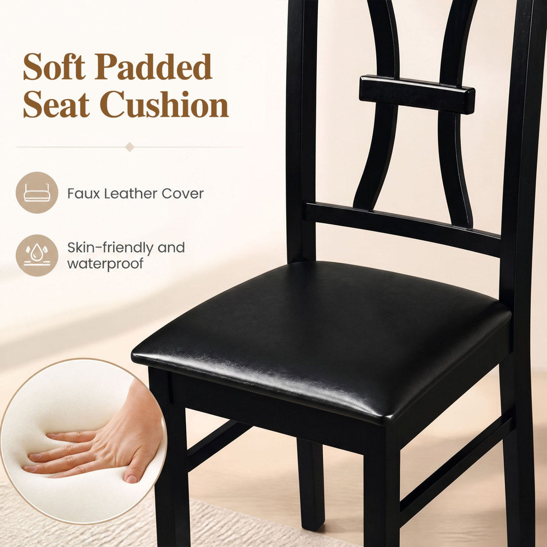 Dining Chairs Set of 2 with Padded Faux Leather Seats