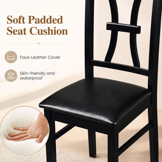 Dining Chairs Set of 2 with Padded Faux Leather Seats