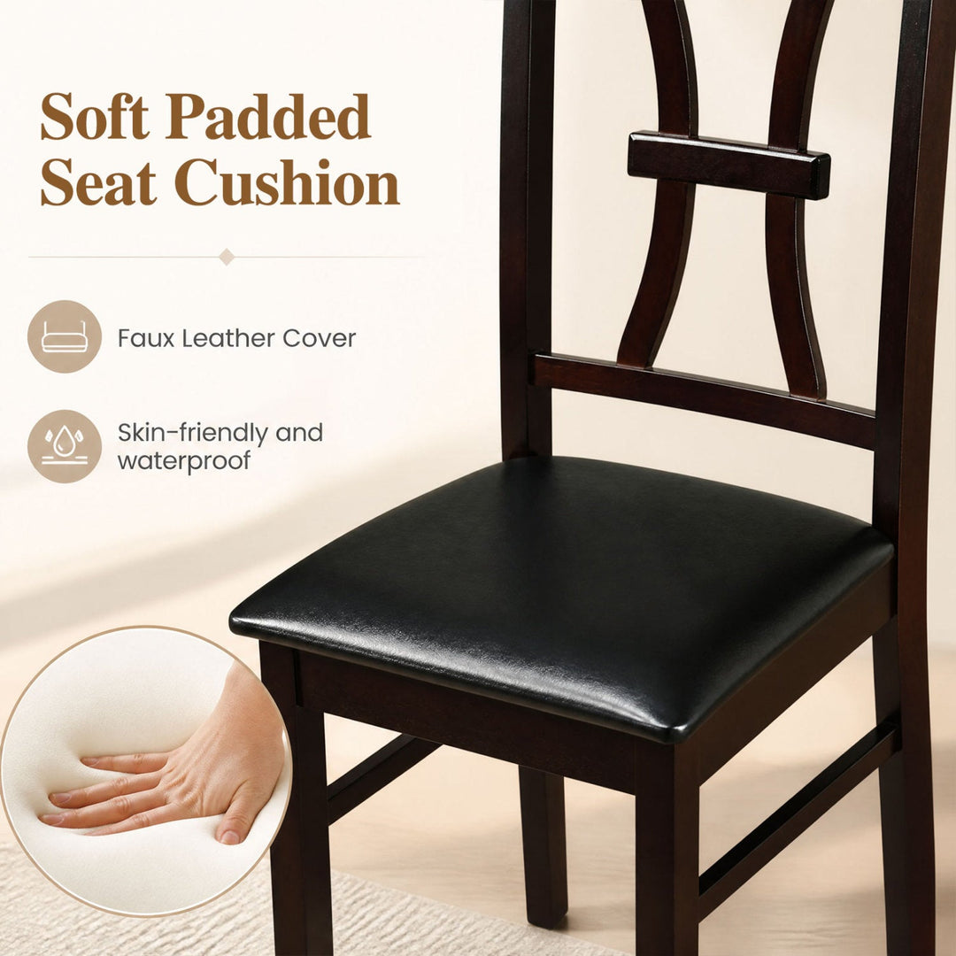 Dining Chairs Set of 2 with Padded Faux Leather Seats