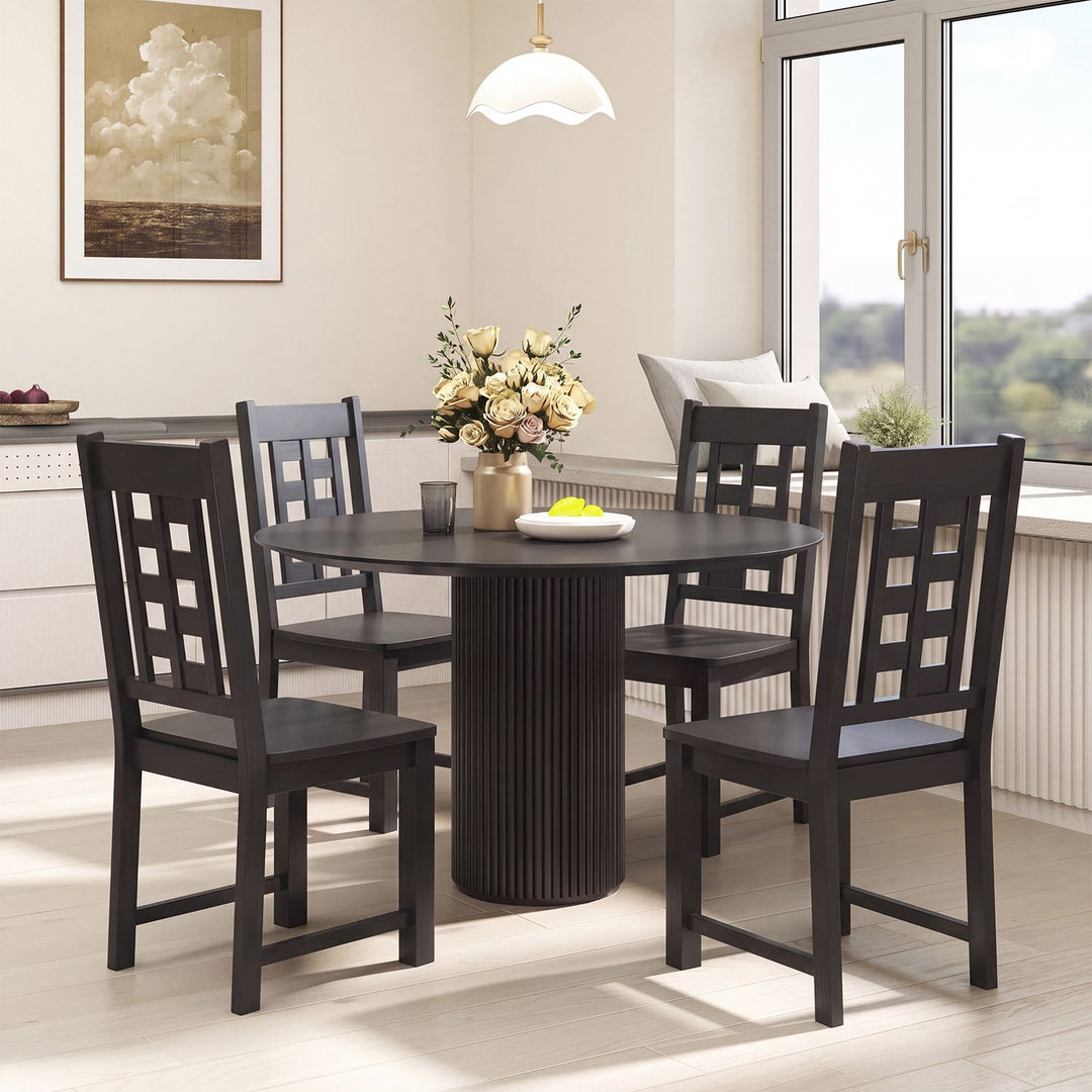 Wooden Dining Chairs Set of 4 Kitchen Chair with Solid Rubber Wood Frame