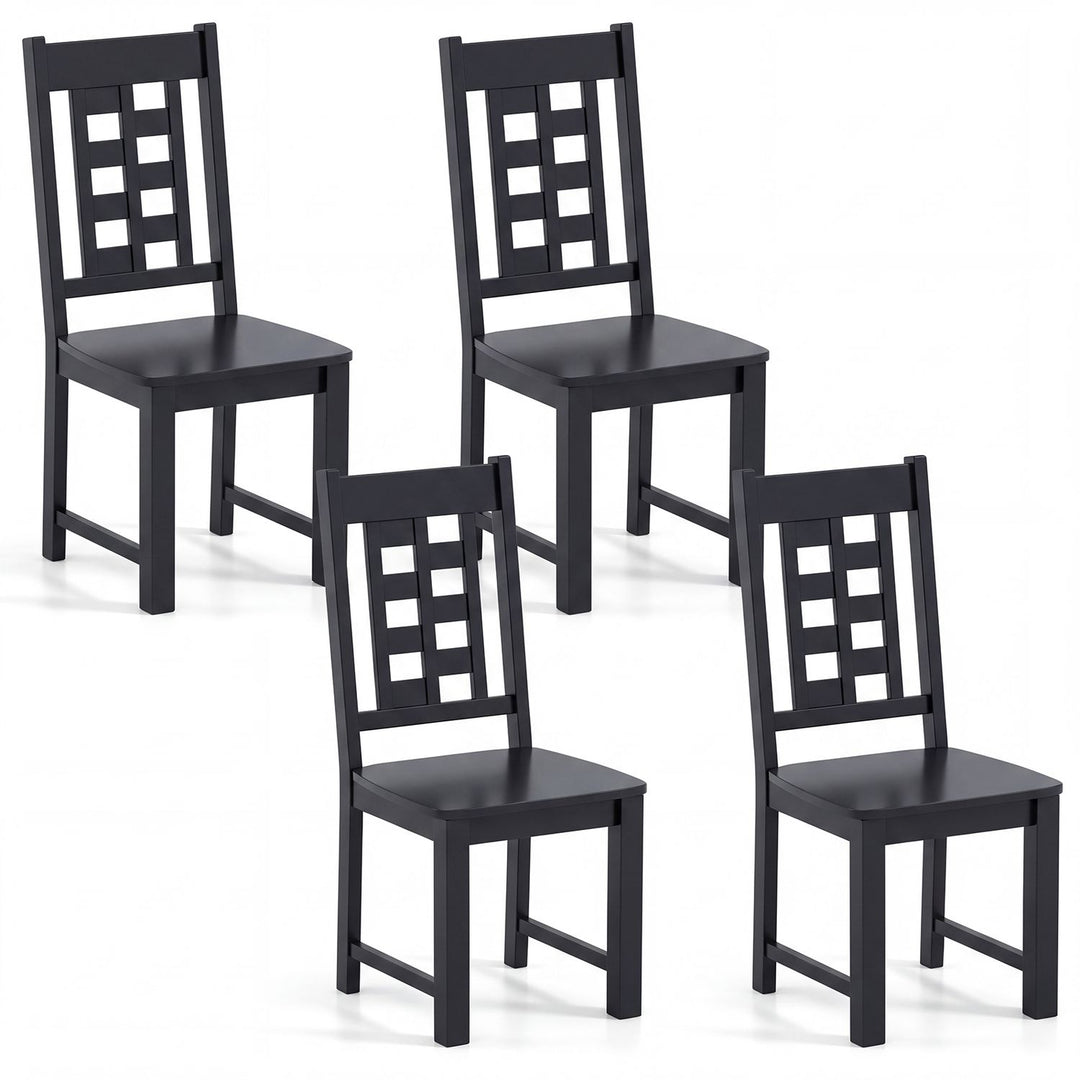 Wooden Dining Chairs Set of 4 Kitchen Chair with Solid Rubber Wood Frame