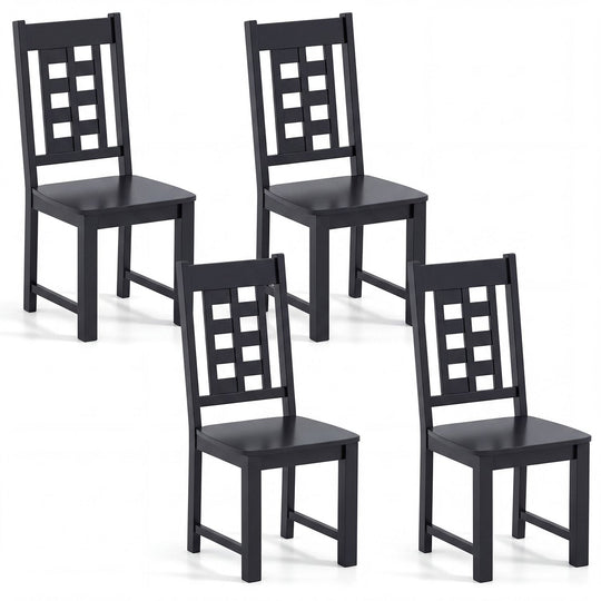 Wooden Dining Chairs Set of 4 Kitchen Chair with Solid Rubber Wood Frame