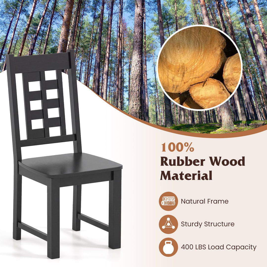 Wooden Dining Chairs Set of 4 Kitchen Chair with Solid Rubber Wood Frame