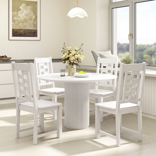Wooden Dining Chairs Set of 4 Kitchen Chair with Solid Rubber Wood Frame