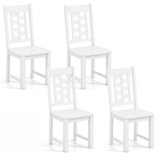 Wooden Dining Chairs Set of 4 Kitchen Chair with Solid Rubber Wood Frame