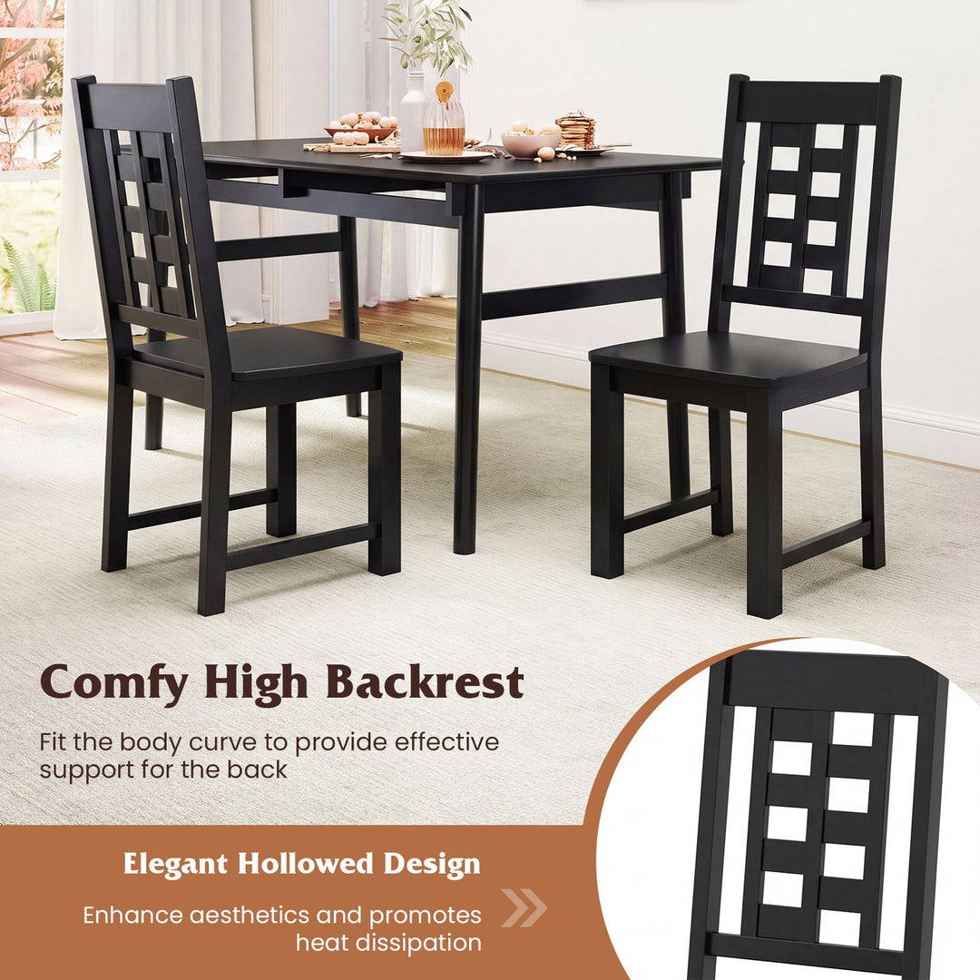 Wooden Dining Chairs Set of 4 Kitchen Chair with Solid Rubber Wood Frame