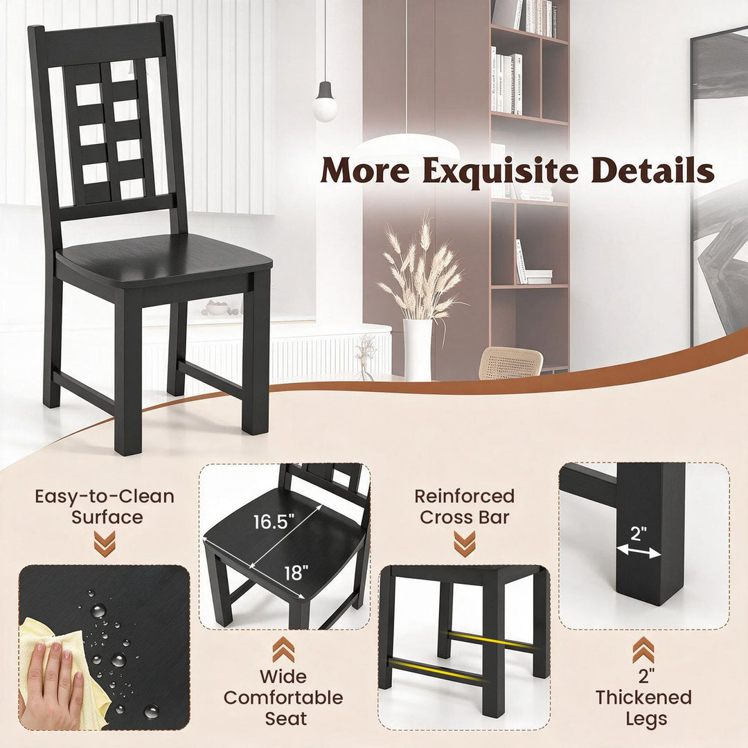 Wooden Dining Chairs Set of 4 Kitchen Chair with Solid Rubber Wood Frame