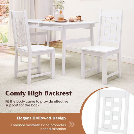 Wooden Dining Chairs Set of 4 Kitchen Chair with Solid Rubber Wood Frame