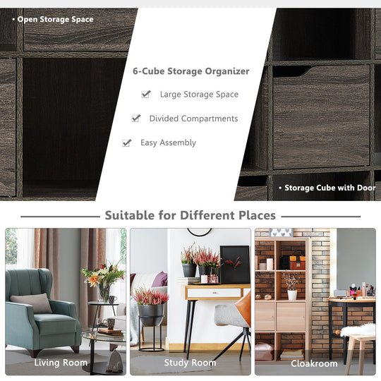 9-Cube Wooden Freestanding Bookcase for Home and Office