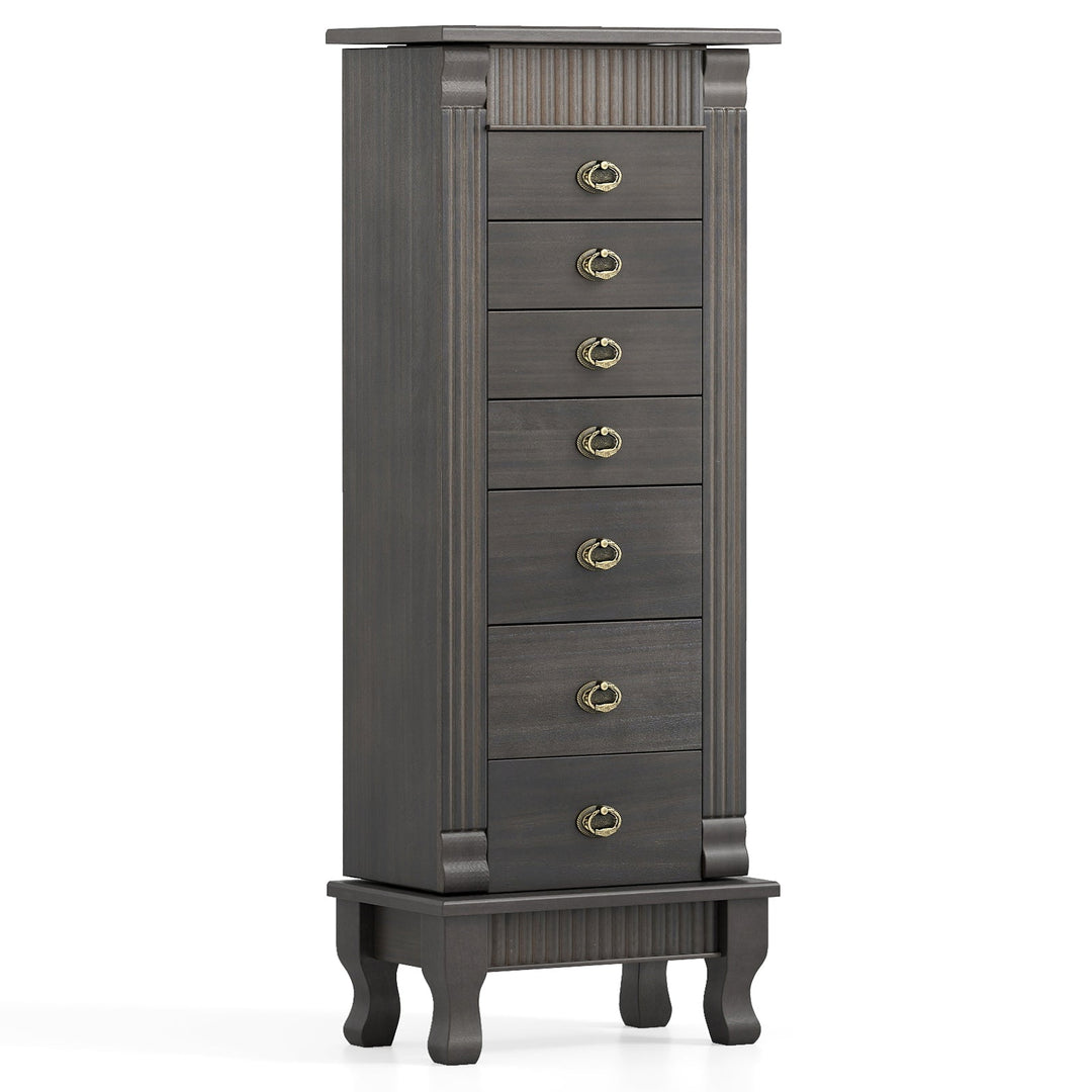 Wooden Jewelry Armoire Cabinet Storage Chest with Drawers and Swing Doors