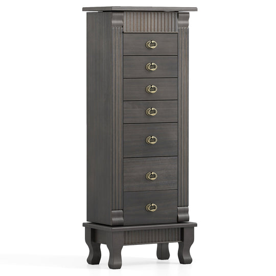 Wooden Jewelry Armoire Cabinet Storage Chest with Drawers and Swing Doors