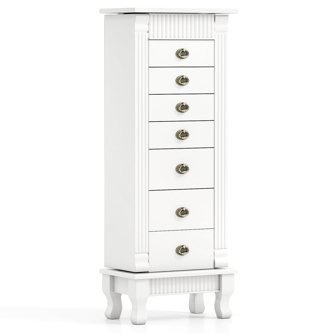 Wooden Jewelry Armoire Cabinet Storage Chest with Drawers and Swing Doors
