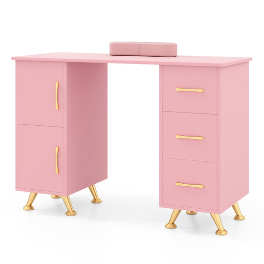 Wooden Manicure Table Nail Desk with Drawers Wrist Rest
