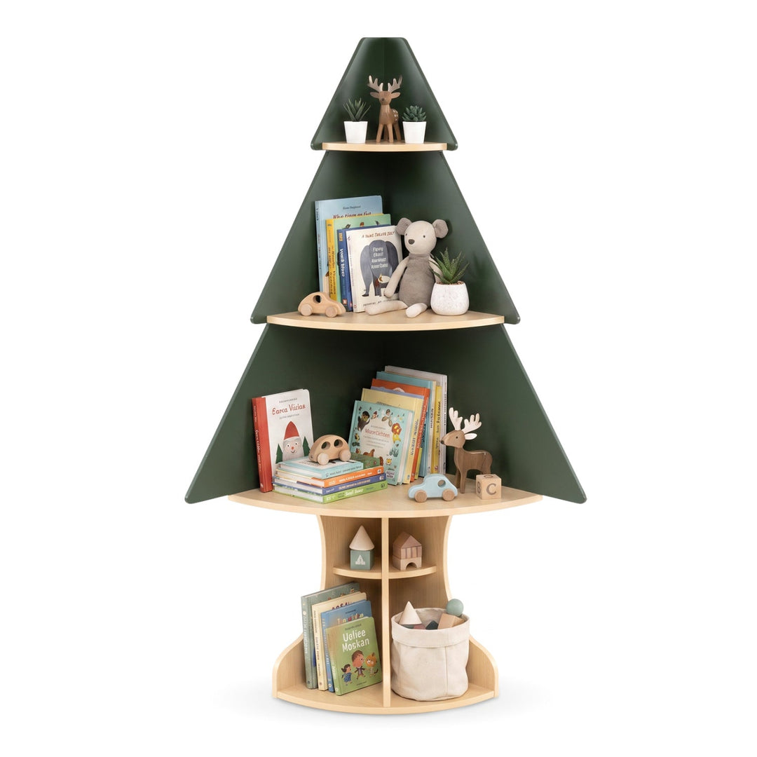 Corner Tree Bookshelf with Toy Storage for Kids