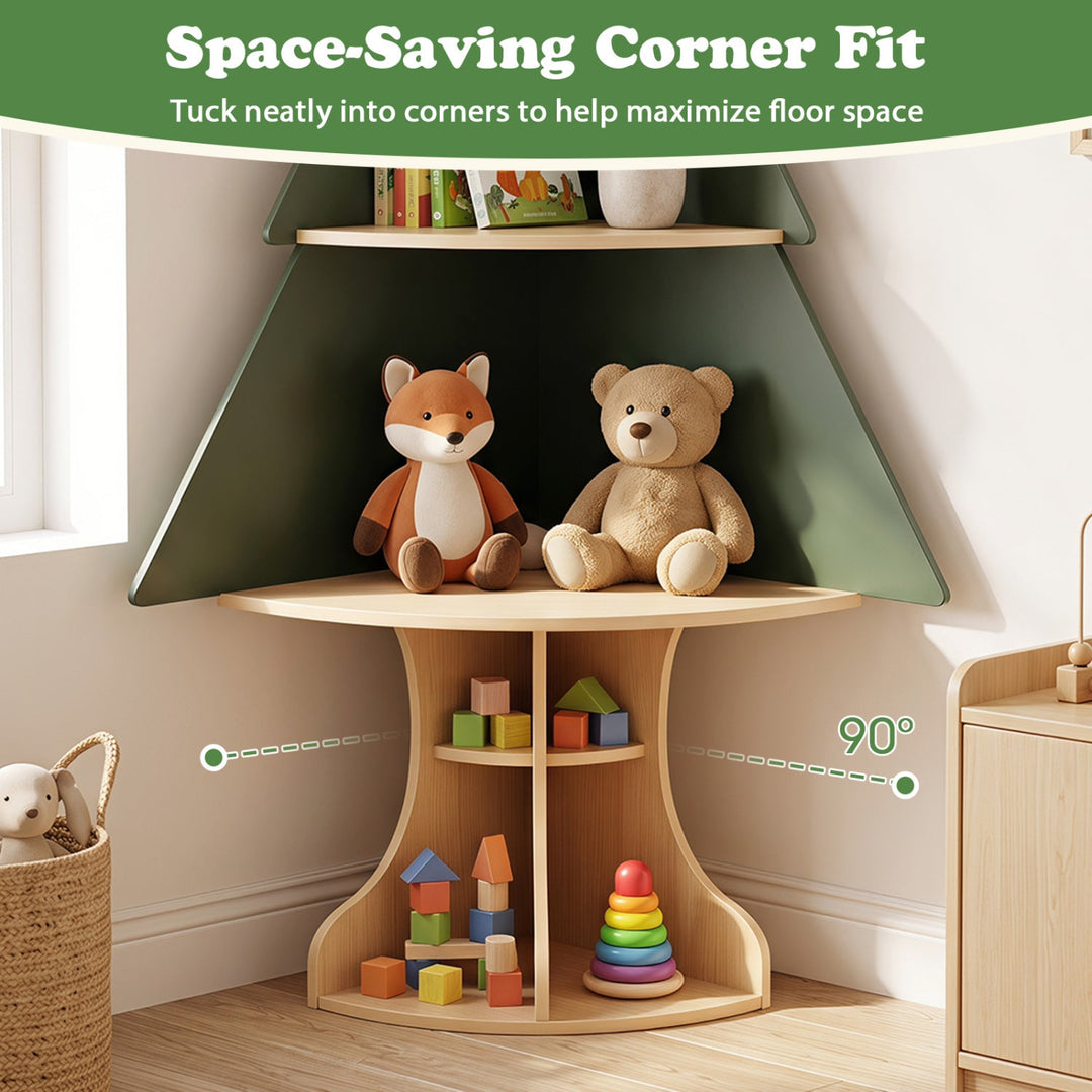 Corner Tree Bookshelf with Toy Storage for Kids