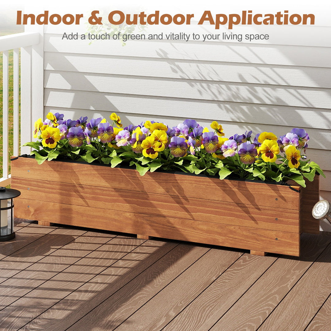 Wooden Raised Garden Bed with Drainage Holes and Liner Elevated Rectangular Planter Box-Orange