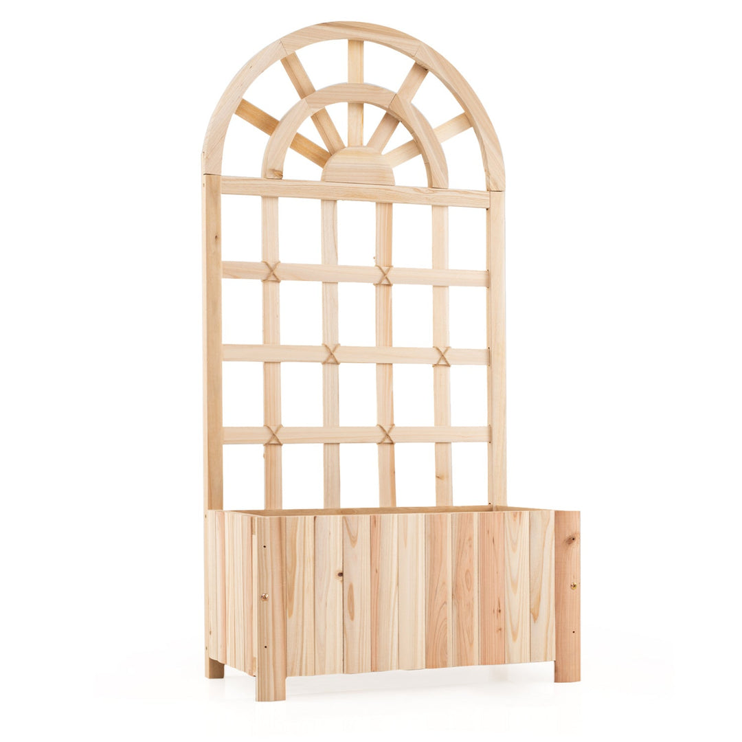 Wooden Raised Garden Bed with Trellis 48 Inch Outdoor Screen