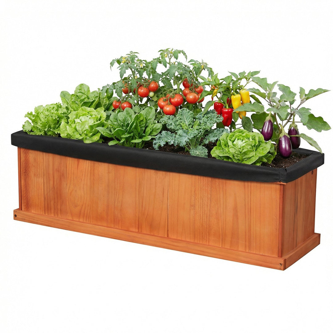 Wooden Raised Garden Bed with Drainage Holes and Liner Solid Fir Wood Planter Box