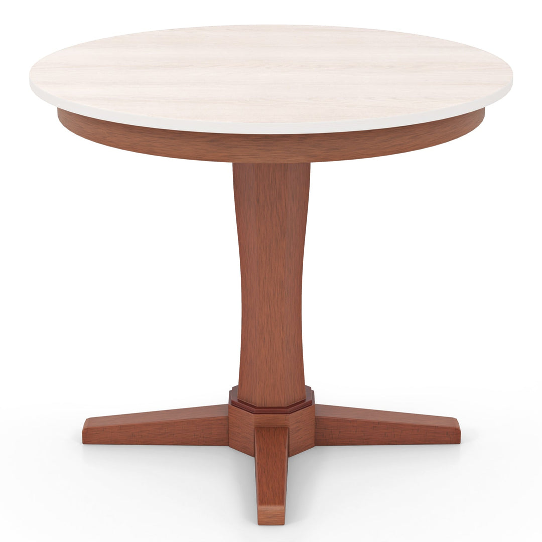 35 Inches Wooden Round Dining Table with Pedestal Base-White
