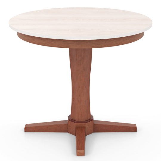 35 Inches Wooden Round Dining Table with Pedestal Base-White