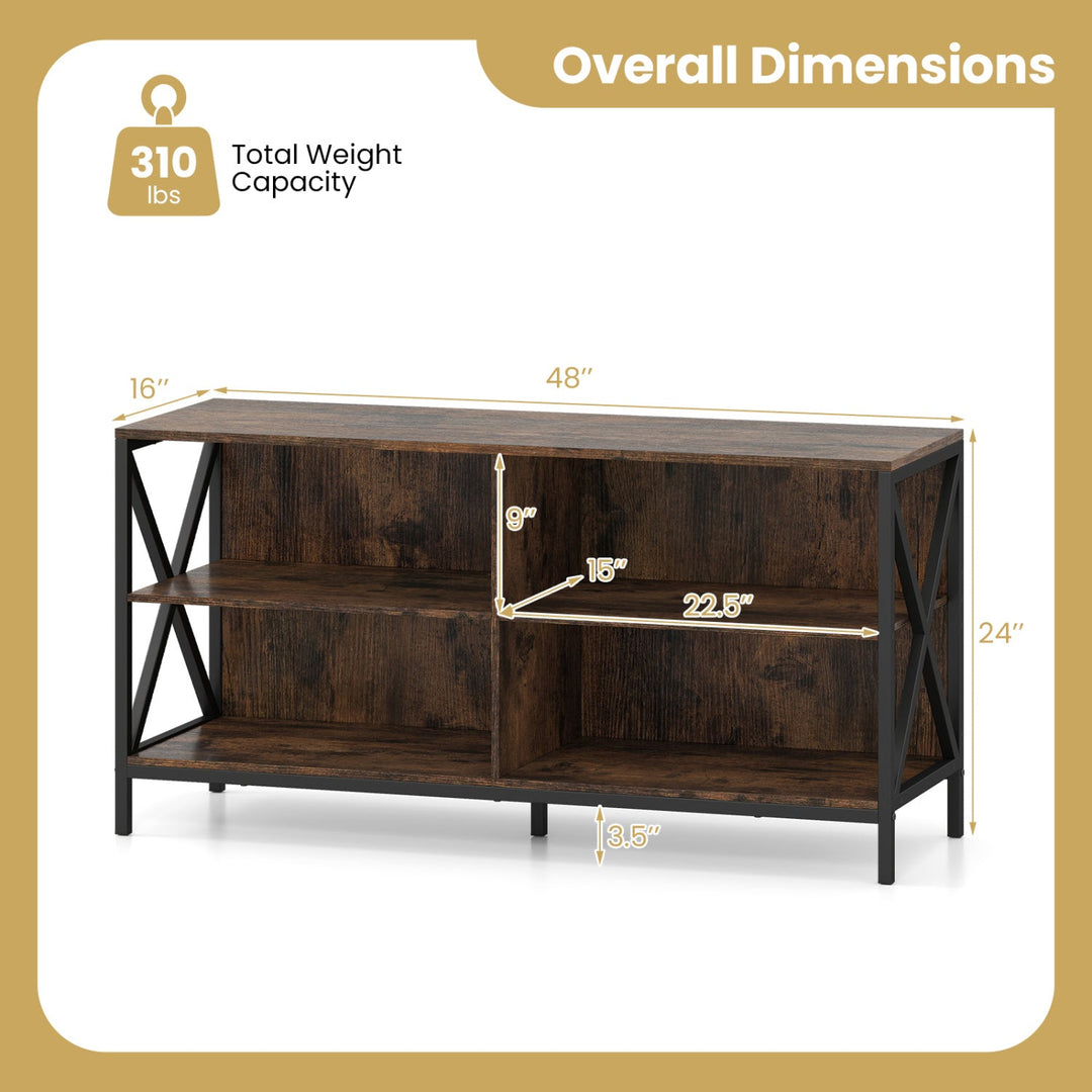 Wooden TV Stand Entertainment for TVs up to 55 Inch with X-Shaped Frame