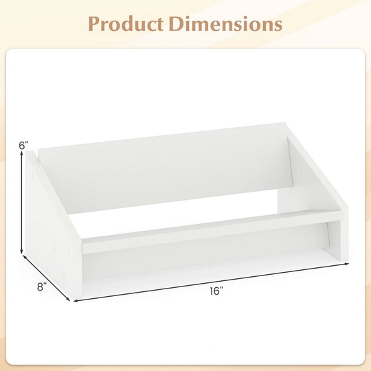 Wooden Tilting Bookcase Small Desktop Bookshelf Organizer for Magazines-White