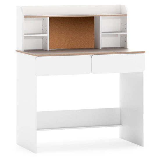 Kids Writing Desk with Cork Board and Charging Station
