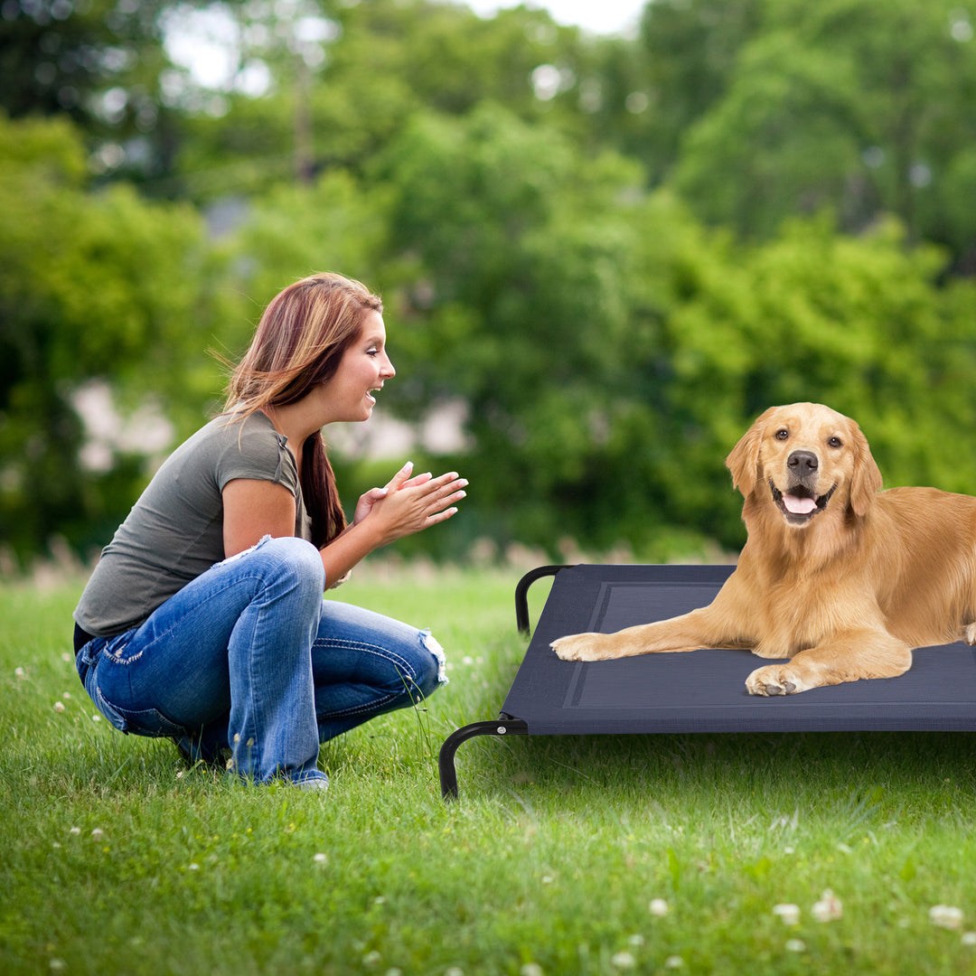 Large Indoor Outdoor Camping Steel Frame Elevated Pet Cot Mat-XL