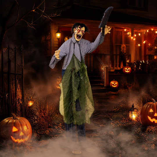 Life-Size Zombie Halloween Decoration with Glowing Eyes