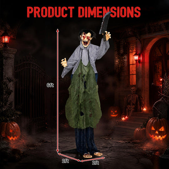 Life-Size Zombie Halloween Decoration with Glowing Eyes