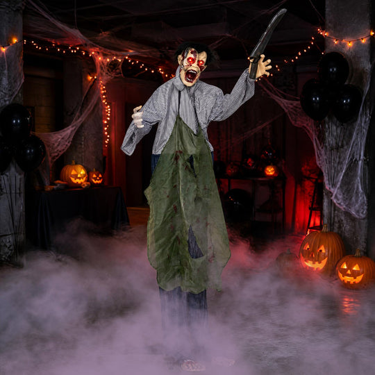 Life-Size Zombie Halloween Decoration with Glowing Eyes