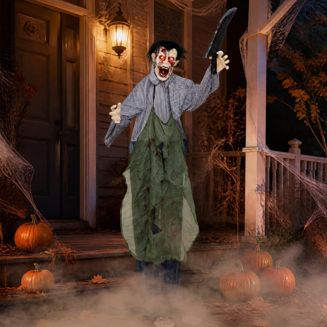 Life-Size Zombie Halloween Decoration with Glowing Eyes