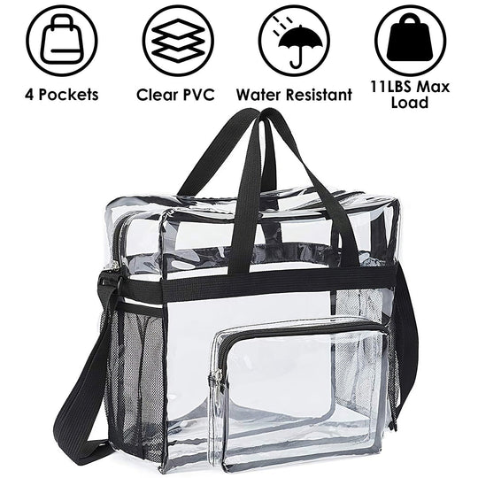 Clear Crossbody Bag Stadium Approved Clear Transparent Shoulder Bag See Through Zip Pouch Tote Bag Handbag with 11LBS Load