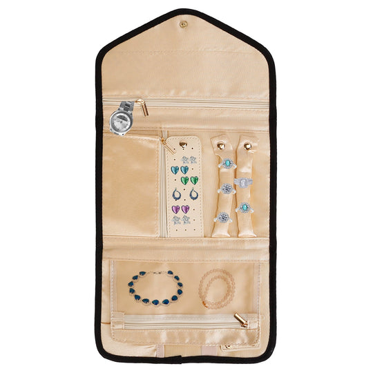 Travel Jewelry Organizer Case Foldable Jewelry Roll Storage Bag for Journey-Rings Necklaces Earrings Bracelets