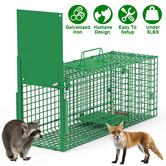 30in 1 Door Live Animal Cage Trap For Animals Under 5LBS Easy To Setup Humane Galvanized Iron Trap Cage For Small Cats Rabbits Squirrels Moles Chipmun