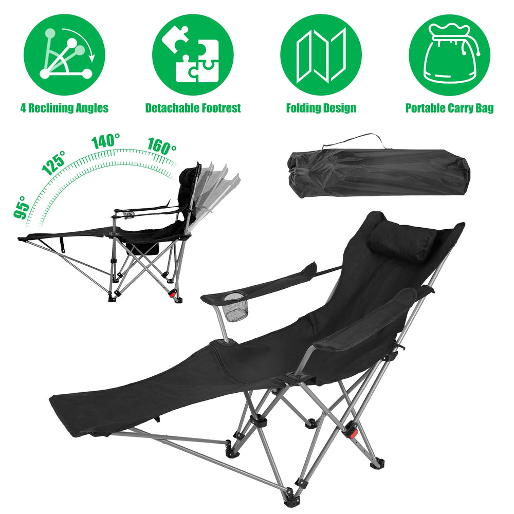 Reclining Camping Chair with Footrest – 4-Position Adjustable