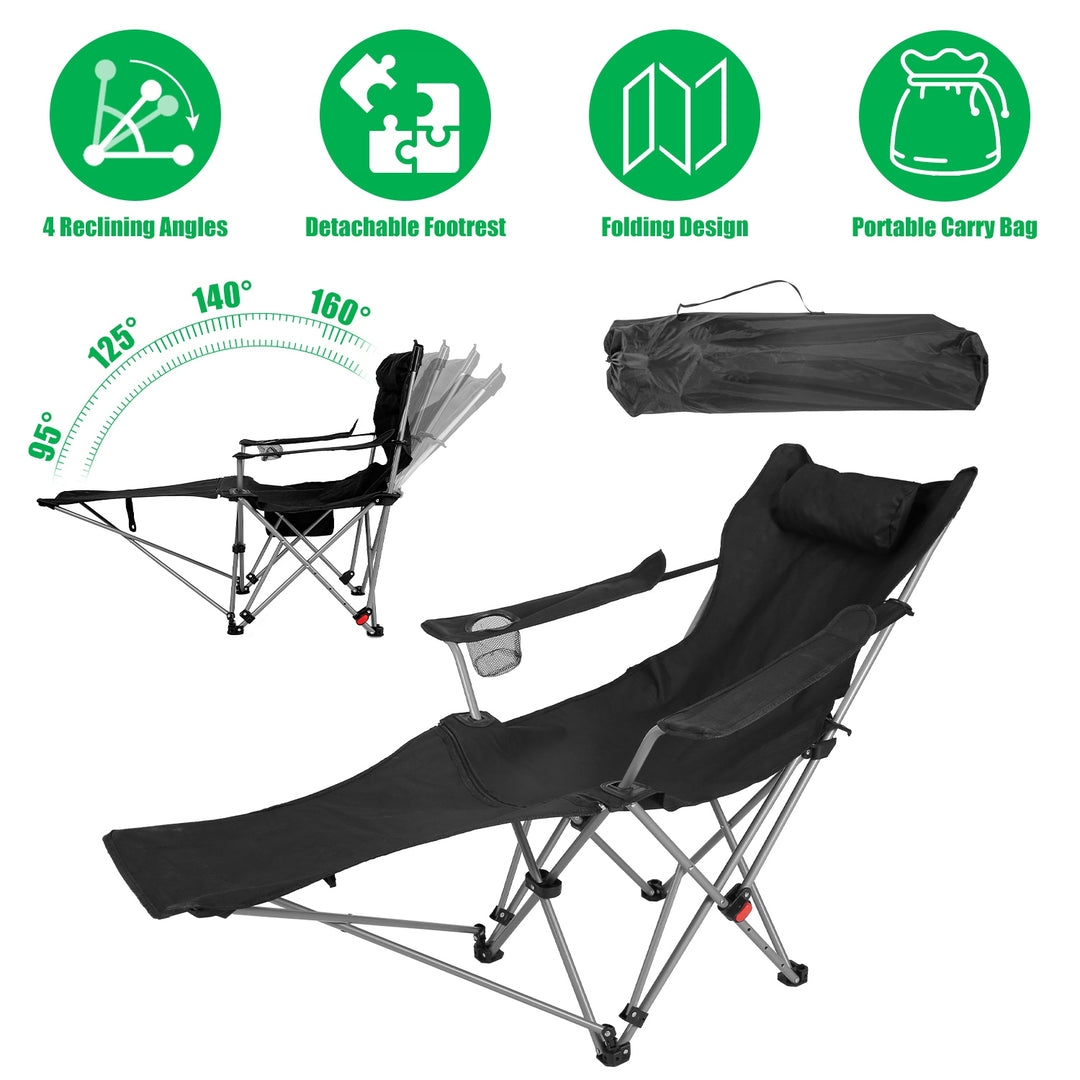 Reclining Camping Chair with Footrest – 4-Position Adjustable