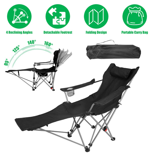 Reclining Camping Chair with Footrest – 4-Position Adjustable