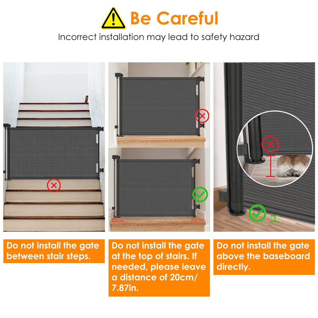 Baby Security Gate Retractable Door Extra Wide Child Safety Stairs Gate 61x34in for Doorway Hallway Indoor Outdoor