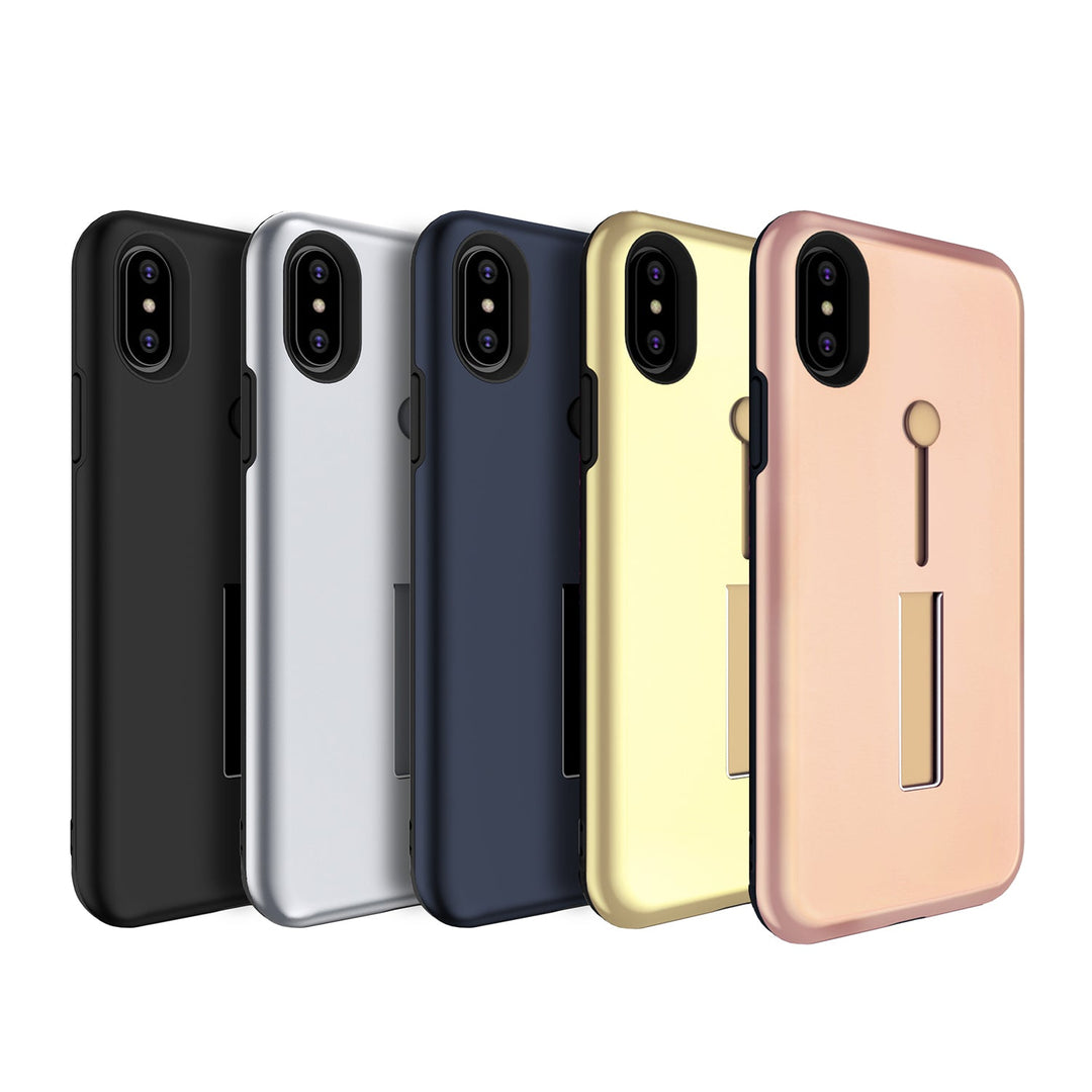 Finger Strap Phone Case for iPhone X Drop-protection Finger Ring Rugged Phone Case with Kickstand Dual Layer Case