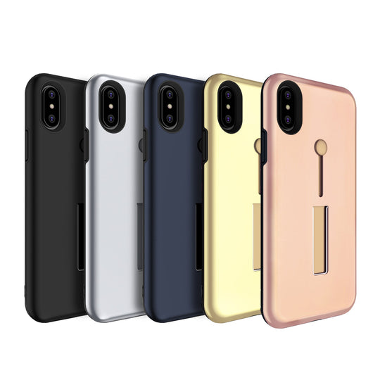 Finger Strap Phone Case for iPhone X Drop-protection Finger Ring Rugged Phone Case with Kickstand Dual Layer Case