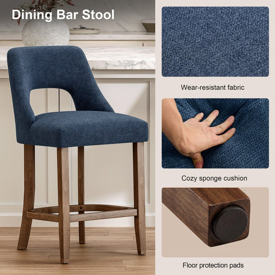 Counter Height Bar Stools Set of 2 with Cutout Back