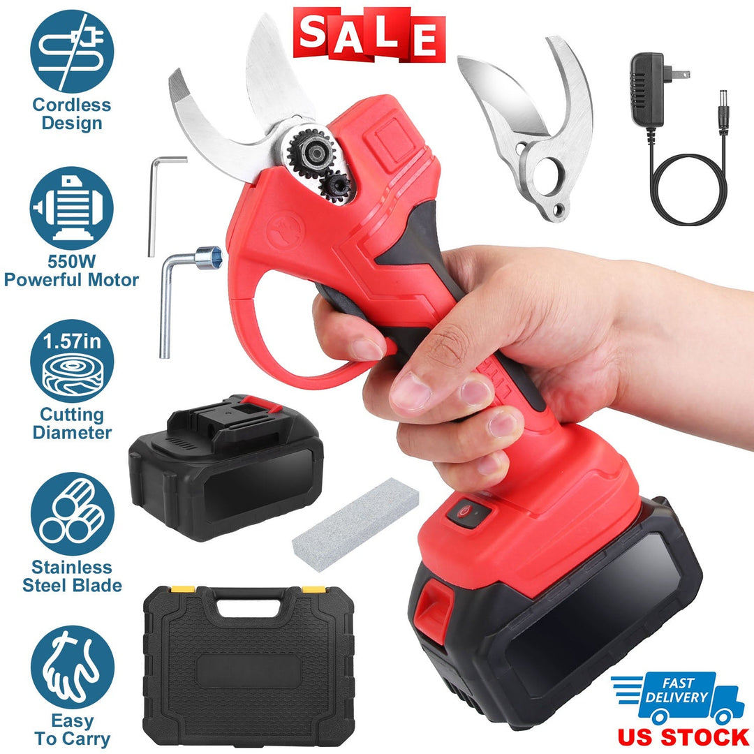 Cordless Electric Pruning Shears 21V with 2 Batteries